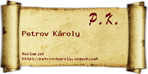 Petrov Károly névjegykártya